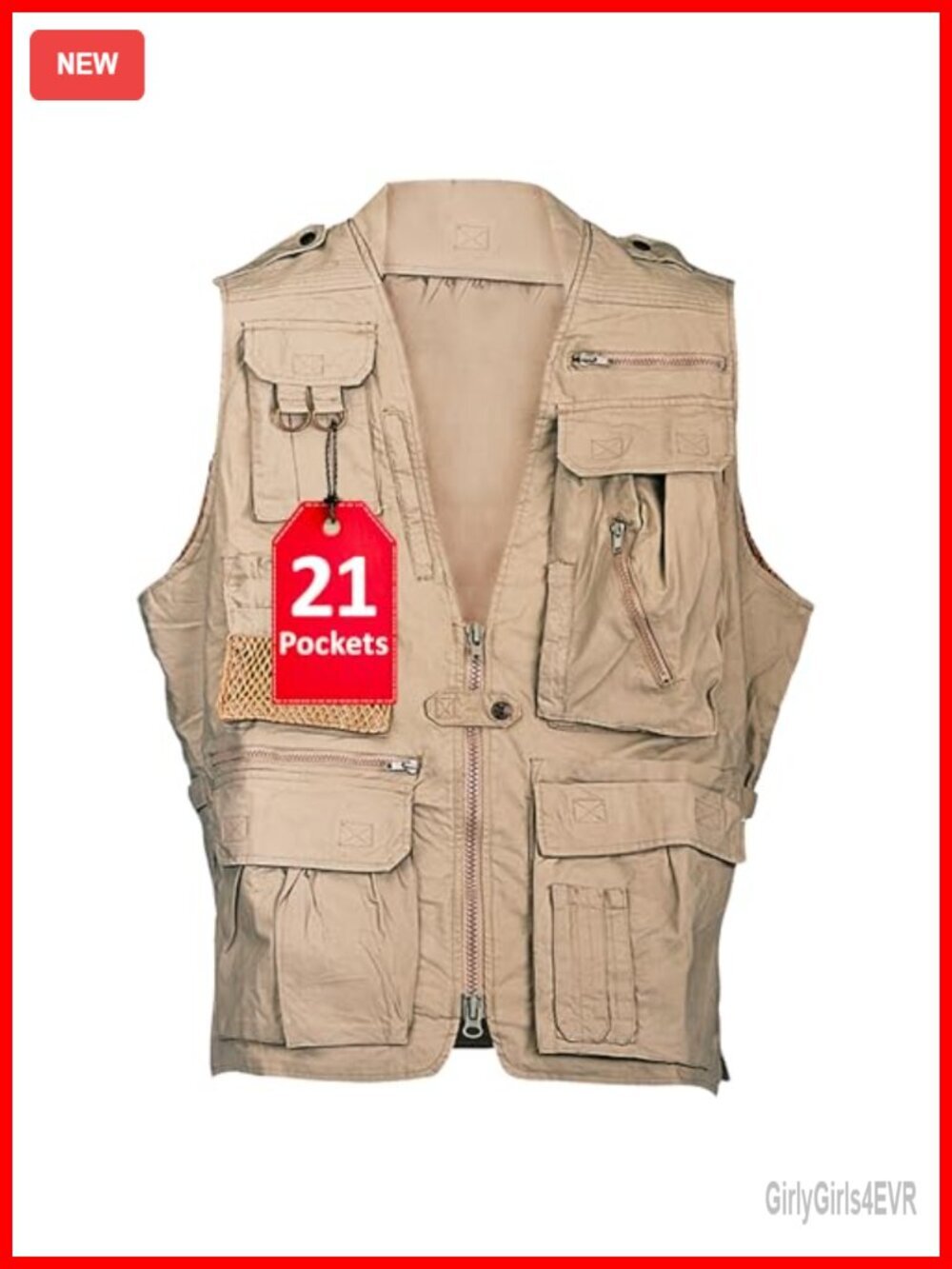 21 Pocket Utility Vest - Tactical Safari Hunting Camping Travel Vest